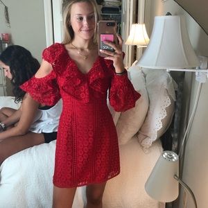 Red lace French connection dress
